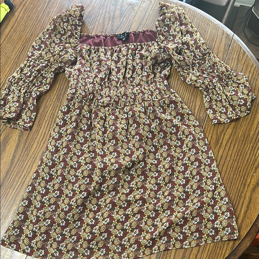 Floral Kids Dress in Burgundy and Cream